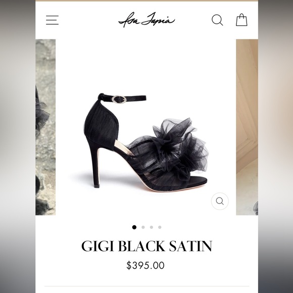 Isa Tapia GIGI BLACK SATIN tulle heels size 39.5- EUC - Picture 1 of 16